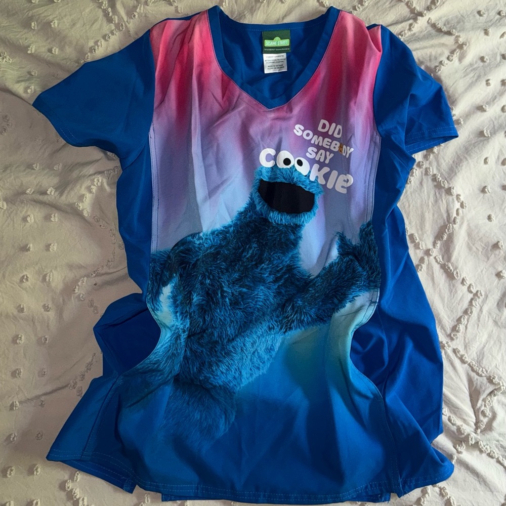 Cookie Monster Scrub Top